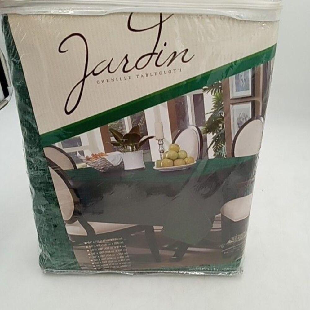Jardin Chenille Tablecloth Rectangle 66x140 Green Solid Dining Room Traditional